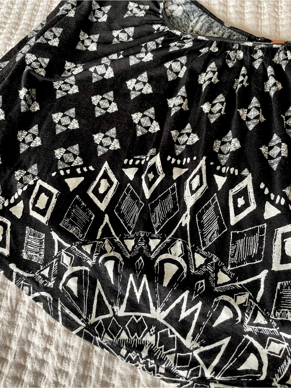 Free People Black and White Printed Long-Sleeve Flowy Blouse - Picture 7 of 9
